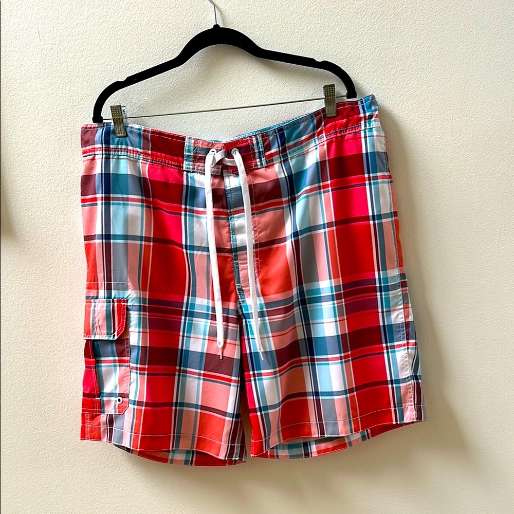 Merona Red and Blue Board Shorts Lightweight Swimwear